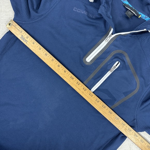 Under Armour 1/4 Zip Pullover Men's Medium Navy Hooded Combine Long Sleeve Run - Picture 3 of 8